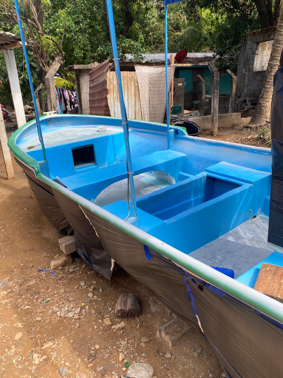 Interior of custom skiff under construction