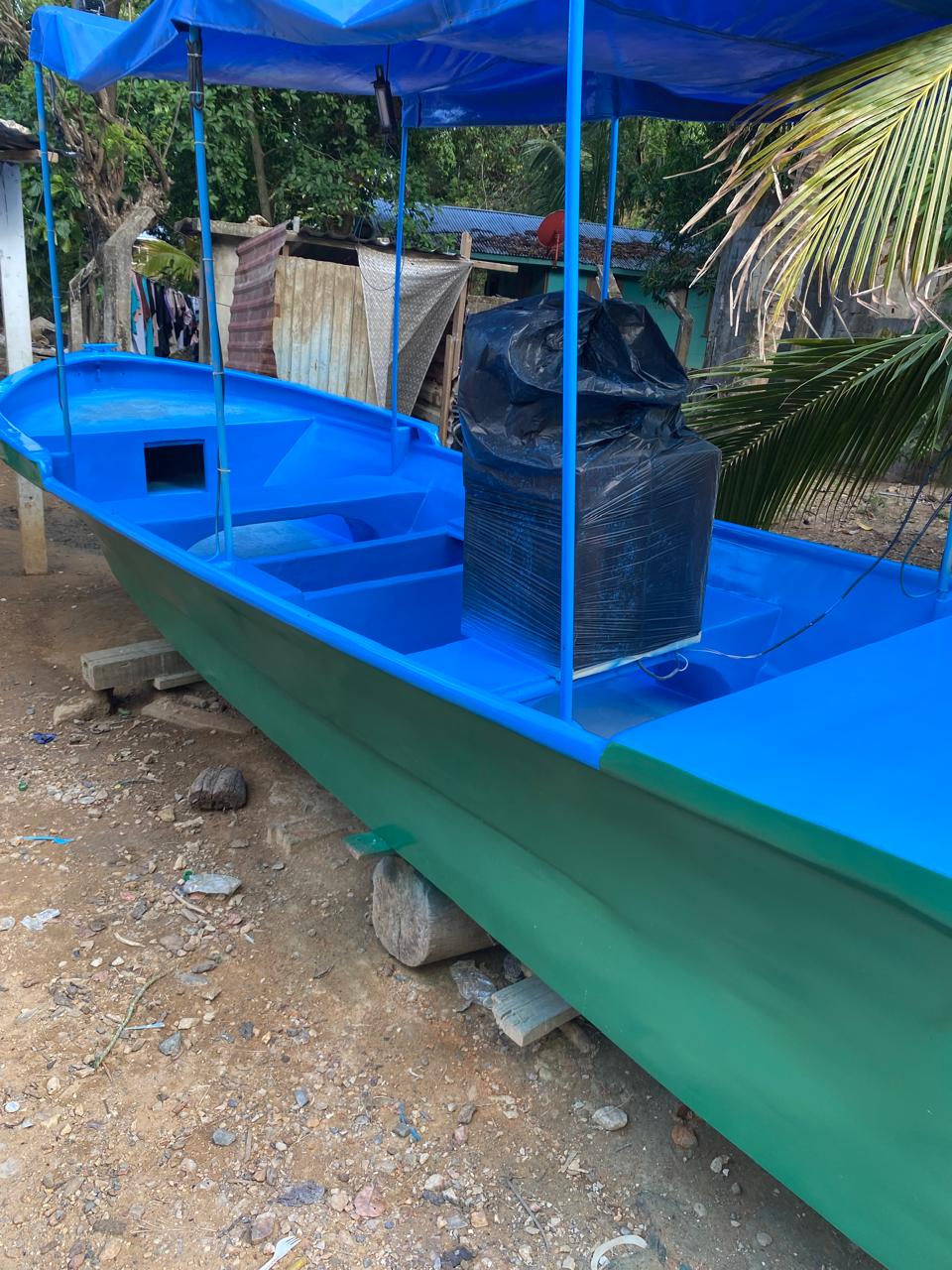 Skiff with finished interior and exterior