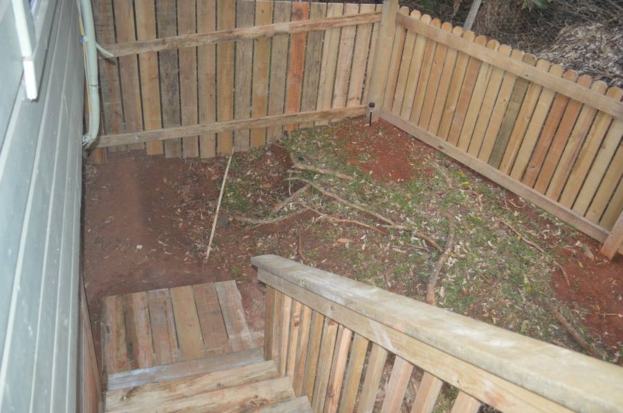 Completed picket fence and deck stairs